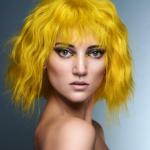 S. Burton, Safy B's, Aylesbury, fot. D. Greensmith - Luminescent S. Burton, Safy B's, Aylesbury, fot. D. Greensmith, SUZI, FRK.03, kontrast symultaniczny, żółty, projektowanie fryzur